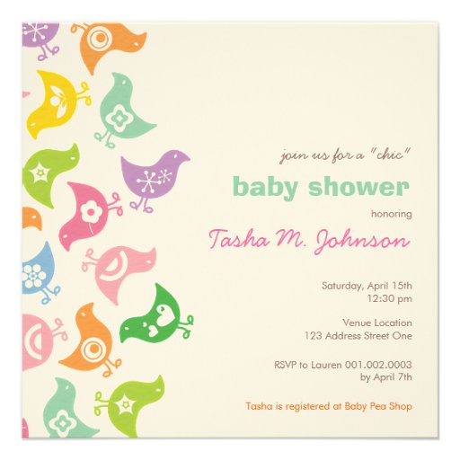 Whimsical Retro Rainbow Chicks Baby Shower Invite