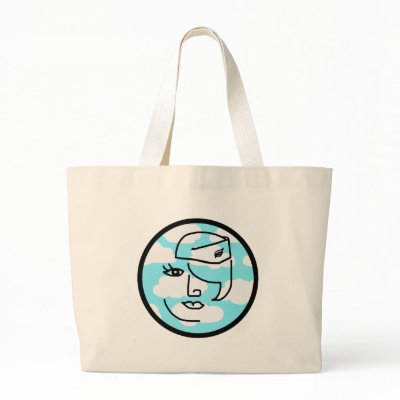 Whimsical Retro Stewardess Canvas Bag by brandyinthesky