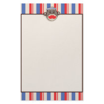 Whimsical Sailor Sock Monkey Stationary W/Border Stationery Paper