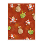 whimsical santa and presents pattern post card