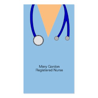 Whimsical Scrubs and Stethoscope Registered Nurse Business Card Template