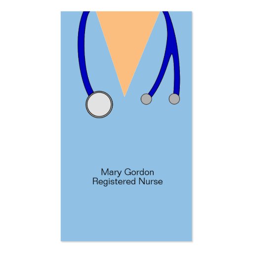 Whimsical Scrubs and Stethoscope Registered Nurse Business Card Template (front side)