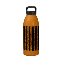 Whimsical Shiny Glitter Stripes Lines Gold Black Drinking Bottle