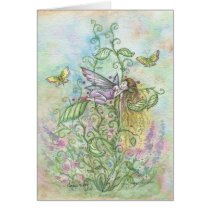 Whimsical Sleeping Flower Fairy and Butterflies cards