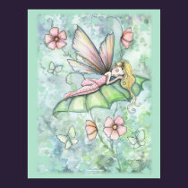 Whimsical Sleepy Flower Fairy Poster Art posters