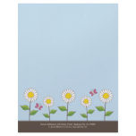 Whimsical Smiling Flowers and Butterfly Letterhead