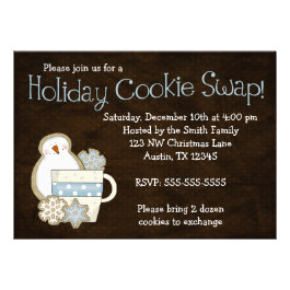 Whimsical Snowman Holiday Cookie Swap Invitations