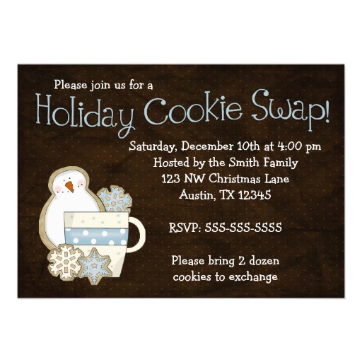 Whimsical Snowman Holiday Cookie Swap Invitations