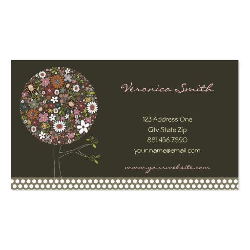 Whimsical Spring Flowers Colorful Pop Tree Nature Business Card
