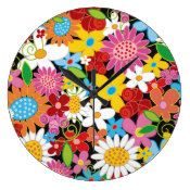 Whimsical Spring Flowers Garden Floral Wall Clock