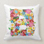 Whimsical Spring Flowers Garden Monogram Pillow