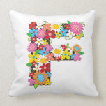Whimsical Spring Flowers Garden Monogram Pillow