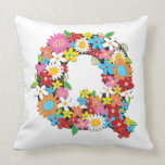 Whimsical Spring Flowers Garden Monogram Pillow