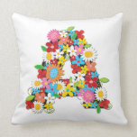 Whimsical Spring Flowers Garden Monogram Pillow