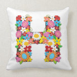 Whimsical Spring Flowers Garden Monogram Pillow pillows