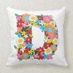 Whimsical Spring Flowers Garden Monogram Pillow