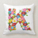 Whimsical Spring Flowers Garden Monogram Pillow