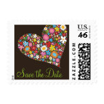 Whimsical Spring Flowers Heart Love Save The Date Stamp