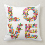 Whimsical Spring Flowers LOVE Valentine Alphabets pillows