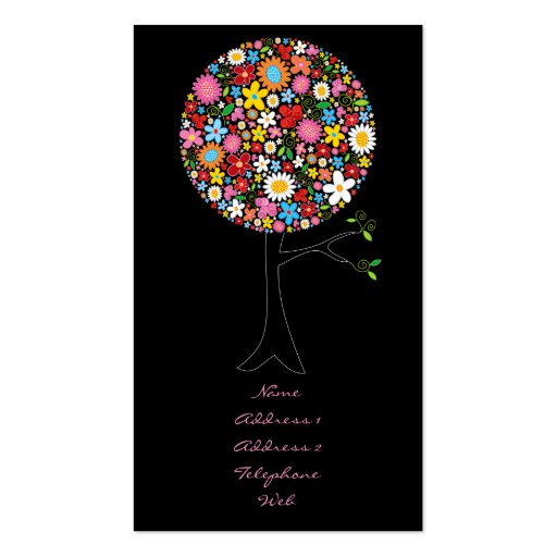 Whimsical Spring Flowers Pop Tree Colorful Nature Business Card