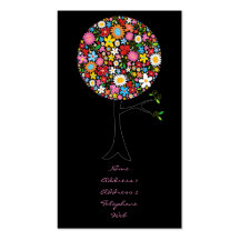 Whimsical Spring Flowers Pop Tree Colorful Nature Business Card
