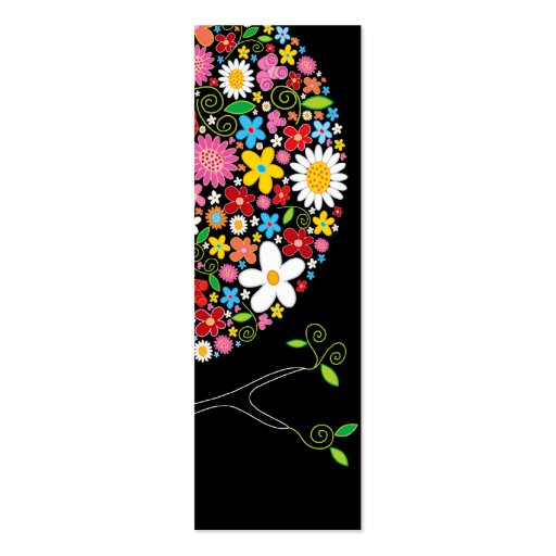 Whimsical Spring Flowers Pop Tree Colorful Nature Business Card Template (back side)