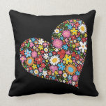 Whimsical Spring Flowers Valentine Cute Heart Love Throw Pillows