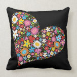 Whimsical Spring Flowers Valentine Cute Heart Love Throw Pillow