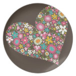Whimsical Spring Flowers Valentine Heart Plate