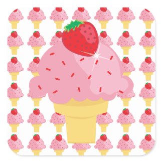 Whimsical Strawberry Ice Cream Stickers sticker
