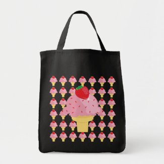 Whimsical Strawberry Ice CreamCone Tote Bag bag