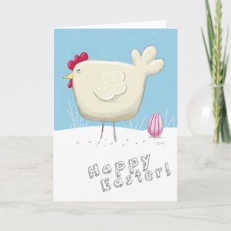 Whimsical Style Hen and Colored Egg Easter Cards card