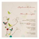 Whimsical Summer Birds And Swirls Wedding Invite