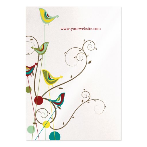 Whimsical Summer Birds Swirls Modern Nature Vines Business Card Templates (back side)