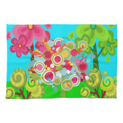 Whimsical Summer Lollipop Tree Colorful Forest Hand Towel