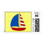 Whimsical Sunny Sailboat Postage Stamps