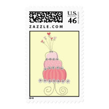 Whimsical Sweet Pink Cake Birthday Custom Stamps