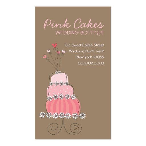 Whimsical Sweet Pink Wedding Birthday Fun Cake Business Card (front side)