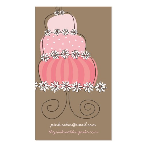 Whimsical Sweet Pink Wedding Birthday Fun Cake Business Card (back side)