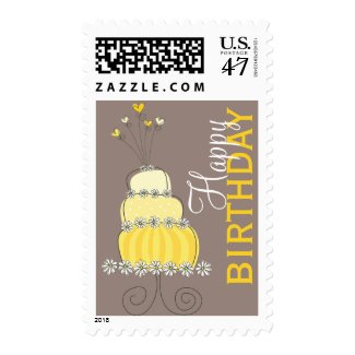 Whimsical Sweet Yellow Cake Birthday Custom Stamps
