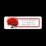 Whimsical Swirl Heart Red Tree Pink Trim on White