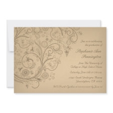Whimsical swirls graduation party announcement invitation