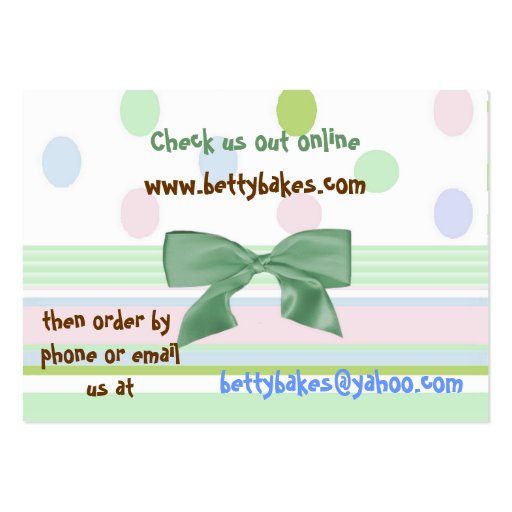 Whimsical Topsy Turvy Cake Bakery Business Card (back side)