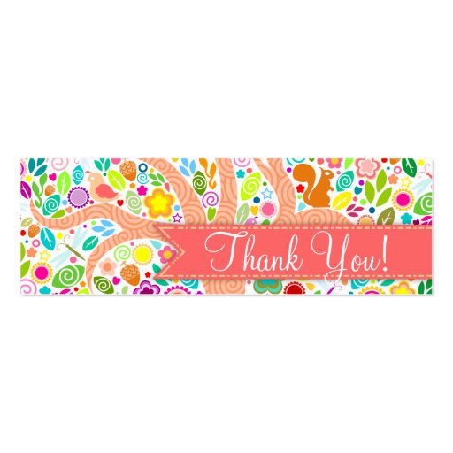 Whimsical Tree - Baby Shower "Thank You" Tags Business Card Template (back side)