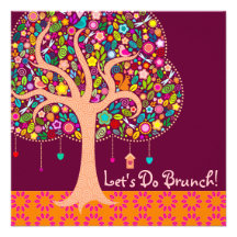 Whimsical Tree - Custom Square Invitations