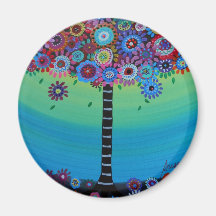 WHIMSICAL TREE OF LIFE BY PRISARTS REFRIGERATOR MAGNET