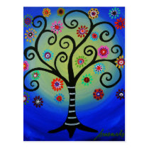 Whimsical Tree of Life Painting postcards