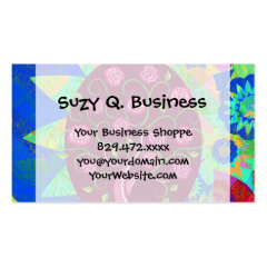Whimsical Tree of Life Roses Colorful Abstract Business Card Templates