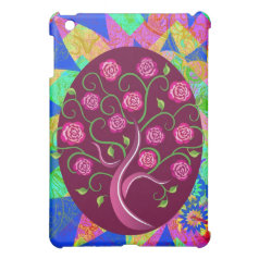 Whimsical Tree of Life Roses Colorful Abstract Cover For The iPad Mini
