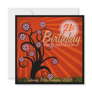 Whimsical Tree Sunshine Age Birthday Invitations invitation